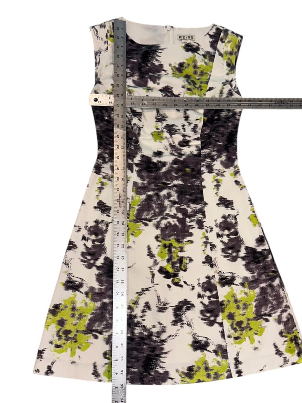 REISS Ottoline A-Line Dress Sleeveless Abstract Blot Print Mini Sz 4 - Picture 9 of 9